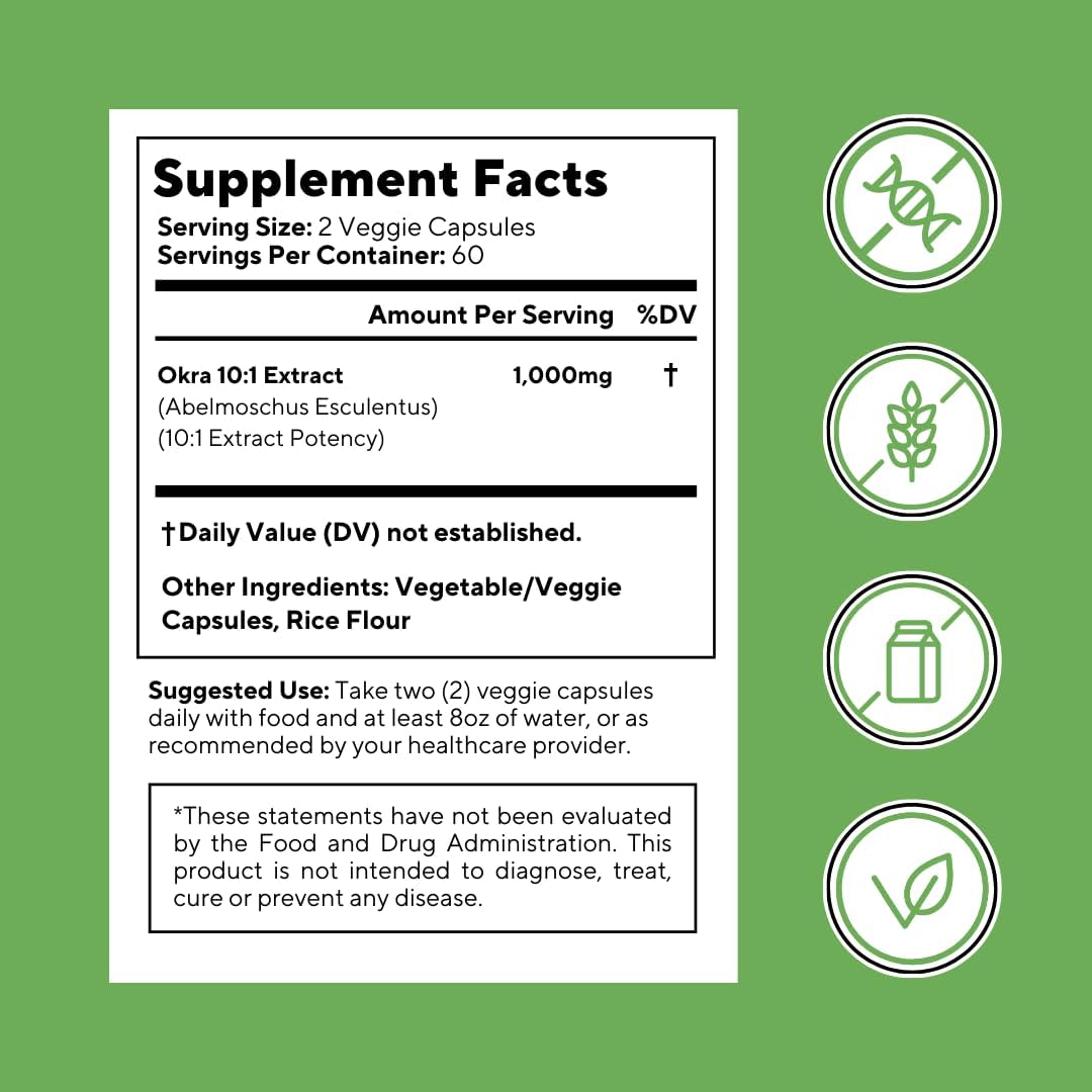 Vitapia Okra Extract - Heart Health, Antioxidant, Gut & Digestion, Wellness Support - 10:1 Ratio & 120 Veggie Capsules - Non-GMO, Gluten-Free, Vegan Supplement - PrimeBioHealth - canada supplements