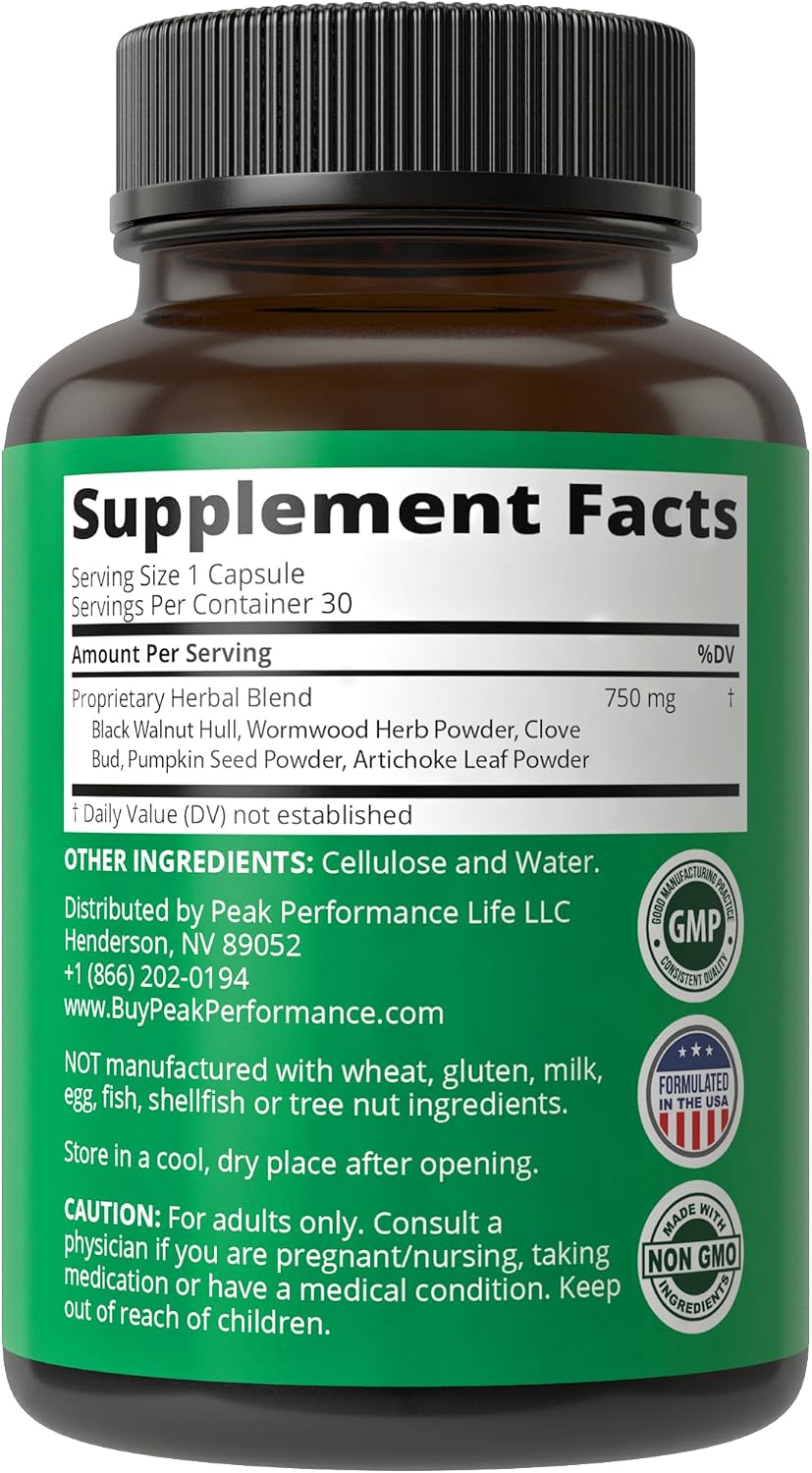 Wormwood Black Walnut Clove Cleanse for Humans. Elimination Detox + Intestinal Support Capsules Supplement for Adults and Kids. Pills with Artichoke and Pumpkin Seed for Additional Benefits - PrimeBioHealth - canada supplements