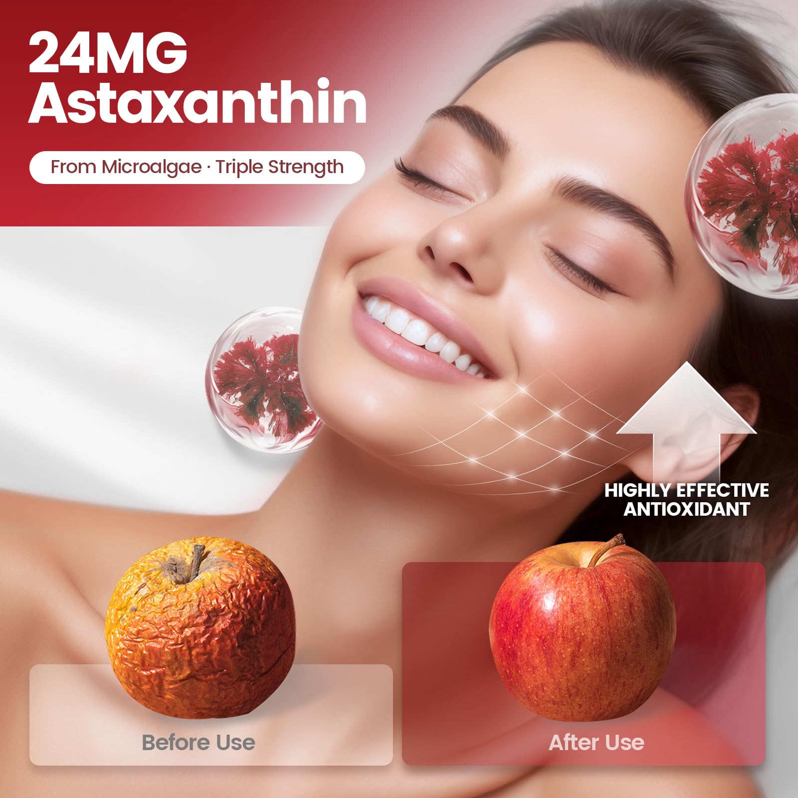 10 in 1 Astaxanthin Supplements 24mg, 4 Month Supply, Astaxantina Antioxidant from Fresh Haematococcus Pluvialis, Contains Lycopene, Grape Seed, Vitamin E - PrimeBioHealth - canada supplements