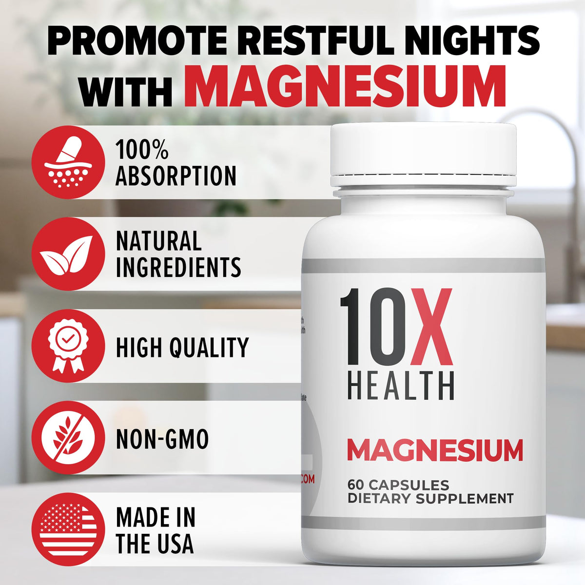 10X Health Magnesium Supplements - High-Absorption Magnesium Citrate for Sleep, Muscle & Nerve Support - PrimeBioHealth - canada supplements