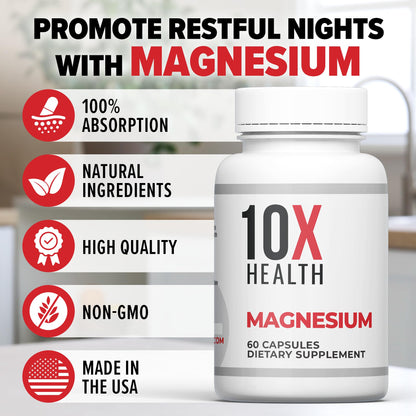 10X Health Magnesium Supplements - High-Absorption Magnesium Citrate for Sleep, Muscle & Nerve Support - PrimeBioHealth - canada supplements