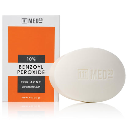 111MedCo 10% Benzoyl Peroxide Acne Treatment Cleansing Bar, Maximum Strength Medicated Face & Body Soap‑Free Bar - PrimeBioHealth - canada supplements