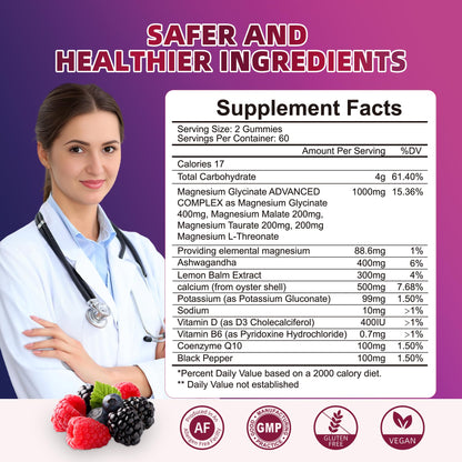 120 CT Magnesium Glycinate Gummies 1000 mg for Women and Men, Magnesium Malate & Taurate Supplements for Sleep, Body Support and Relaxation, Sugar Free - PrimeBioHealth - canada supplements