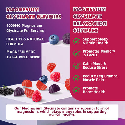 120 CT Magnesium Glycinate Gummies 1000 mg for Women and Men, Magnesium Malate & Taurate Supplements for Sleep, Body Support and Relaxation, Sugar Free - PrimeBioHealth - canada supplements