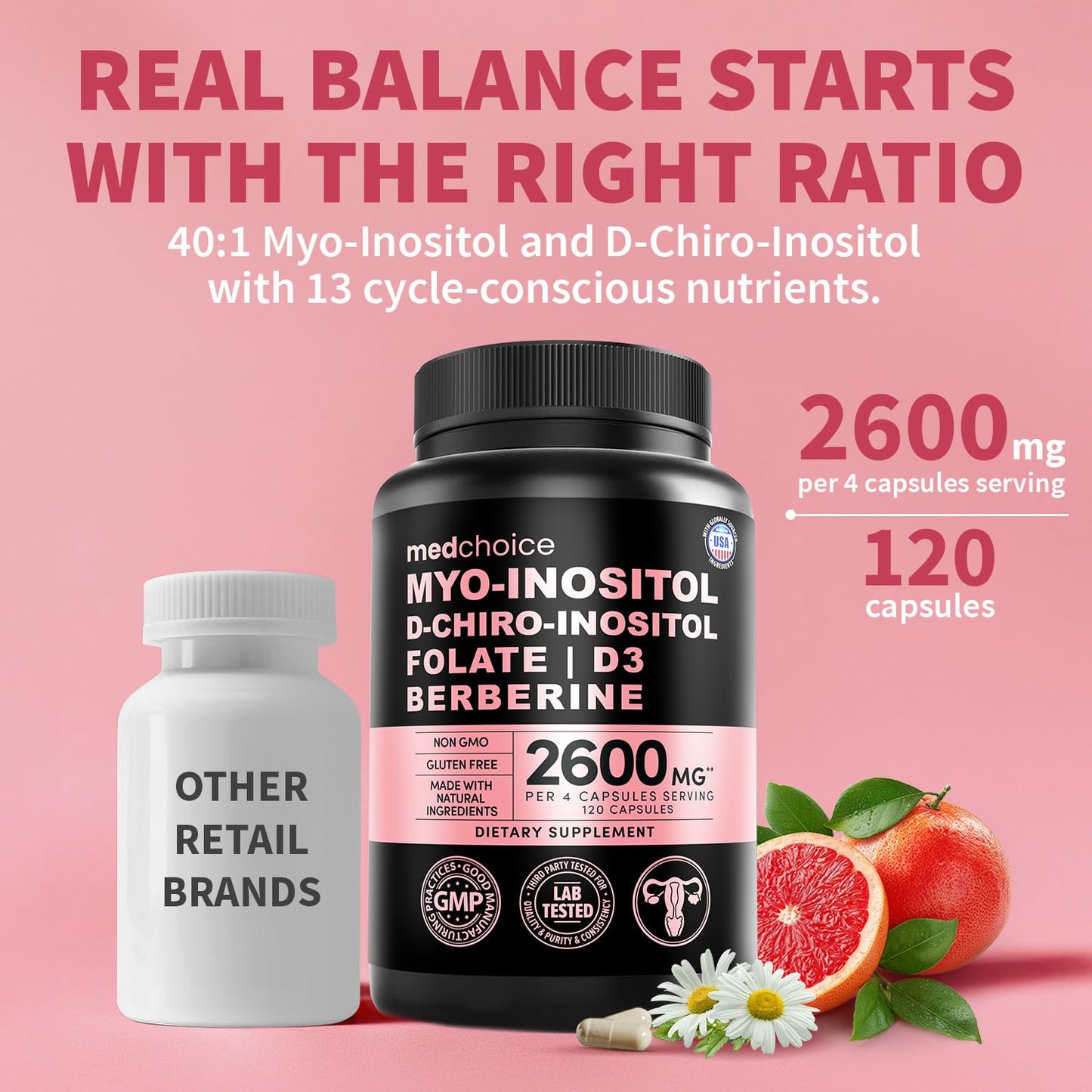 14-in-1 Women’s Inositol Complex Supplement – 40:1 Myo & D-Chiro Inositol with Folate, Vitamin D3, Zinc, Magnesium & Botanicals for Hormone - PrimeBioHealth - canada supplements