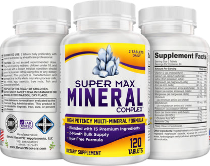 2-Month Multimineral Supplement Support Iron-Free Formula | Daily Multiminerals | Multi-Mineral Supplements | Minerals Complex | 60-Day Bulk Supply | 120 Tablets - PrimeBioHealth - canada supplements