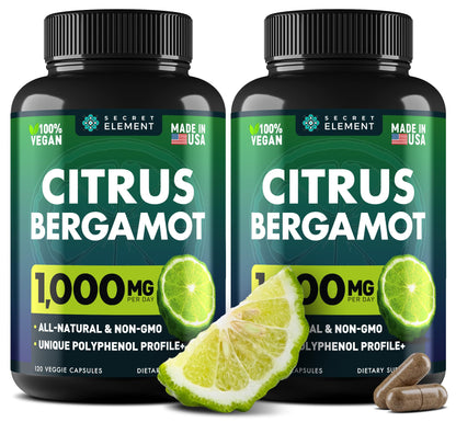 (2 PACK) Citrus Bergamot Extract 1000mg - Citrus Bergamot Supplement for Circulatory Health, Immunity, and Graceful Aging - 2x the potency of Citrus Bergamot 500mg - PrimeBioHealth - canada supplements