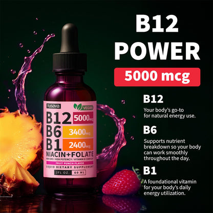 (2 Pack) Vitamin B12 and B6 Liquid Drops, B12 Sublingual Vitamin B Complex - B 12 Vitamin 5000mcg - B12 Methylcobalamin for Energy, Brain, and Heart Support - PrimeBioHealth - canada supplements