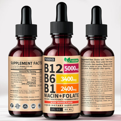(2 Pack) Vitamin B12 and B6 Liquid Drops, B12 Sublingual Vitamin B Complex - B 12 Vitamin 5000mcg - B12 Methylcobalamin for Energy - PrimeBioHealth - canada supplements