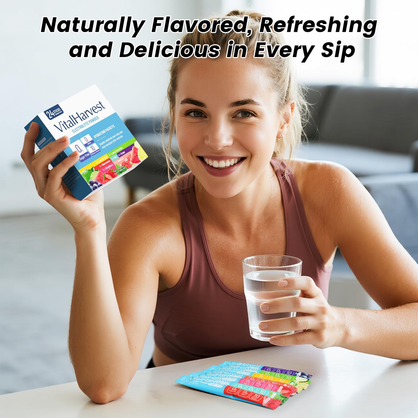 24 Sticks Electrolytes Powder Packets 7 Flavors Sugar Free Hydration Packets Liquid Daily IV Drink Mix, Low Sodium, Lemon Lime, Watermelon, Strawberry, Grape - PrimeBioHealth - canada supplements