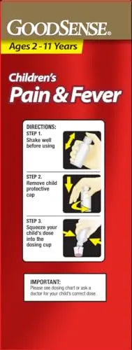 GoodSense Children's Pain and Fever Oral Suspension Liquid, Acetaminophen 160 mg per 5 mL, Bubble Gum Flavor GoodSenseBuy Supplements Australia