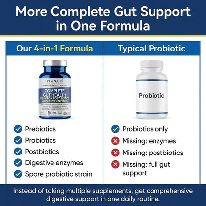 4-in-1 Gut Health Support – Prebiotics + Probiotics + Postbiotics + Digestive Enzymes – DE111 Spore Probiotic for Digestive Support & Bloating - PrimeBioHealth - canada supplements