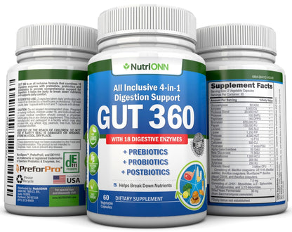 4-in-1 Probiotics, Prebiotics & Postbiotics with 18 Digestive Enzymes for Women & Men - Complete Gut & Digestive Support Supplement - PrimeBioHealth - canada supplements