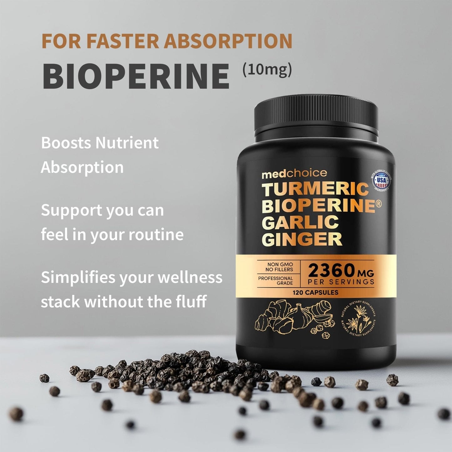 4-in-1 Turmeric Joint Support Supplements with Garlic and BioPerine - 2360 mg High Potency Herbal Blend for Mobility, Everyday Flexibility, Digestive Comfort - PrimeBioHealth - canada supplements
