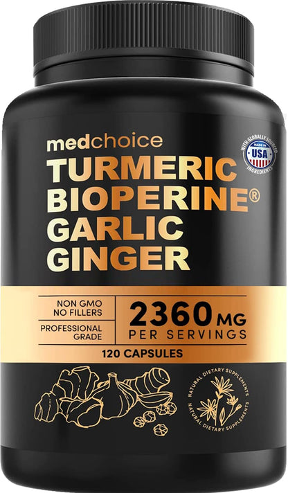 4-in-1 Turmeric Joint Support Supplements with Garlic and BioPerine - 2360 mg High Potency Herbal Blend for Mobility, Everyday Flexibility, Digestive Comfort - PrimeBioHealth - canada supplements