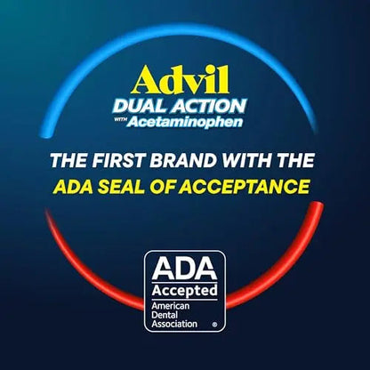 Advil Dual Action Coated Caplets with Acetaminophen, 250 Mg Ibuprofen and 500 Mg Acetaminophen Per Dose (2 Dose Equivalent) for 8 Hour Pain Relief - 72 Count AdvilBuy Supplements Australia