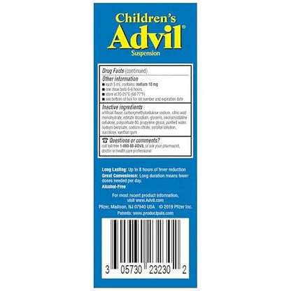 Children's Advil Pain Reliever and Fever Reducer, Dye Free and Sugar Free Ibuprofen Oral Suspension, Berry Flavored - 4 Fl Oz Children's AdvilBuy Supplements Australia