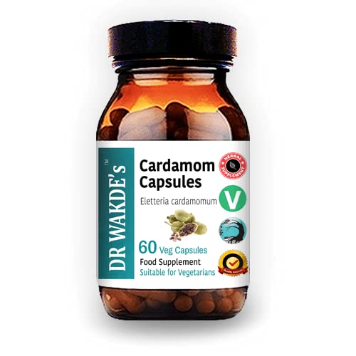 Bottle of Dr Wakde's Cardamom Capsules on a white background