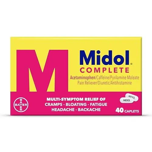 Midol Complete Menstrual Pain Relief Caplets with Acetaminophen for Period Cramps, and Menstrual Symptom Relief - 40 Count (Pack of 3) (Packaging May Vary) MidolBuy Supplements Australia