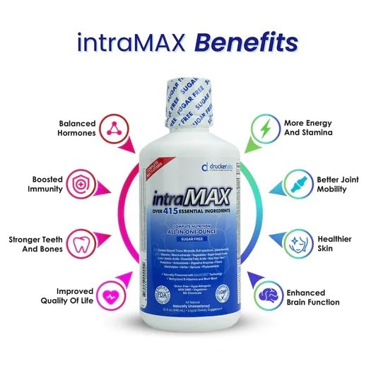 intraMAX Drucker Labs Organic Sugar-Free All-in-One Performance Liquid Multivitamin for Men & Women | Non-GMO, Gluten & Dairy Free | with Magnesium, Zinc, Vitamins D, C & E | 32 oz intraMAX buy supplements Au