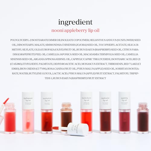 NOONI Korean Lip Oil - Appleberry | Long-Lasting, Moisturizing, Plumping, Revitalizing for Dry Lips, Waterproof, No Peel Off, Hydrating, Nourishing Crystal Clear, Stocking Stuffers, 0.12 FL Oz NOONIBuy Supplements Australia