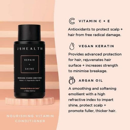 JSHealth Vitamins Inside Out Haircare - Includes Hair + Energy Hair Vitamins, Purifying Keratin Shampoo & Nourishing Hair Conditioner - Virtual Bundle