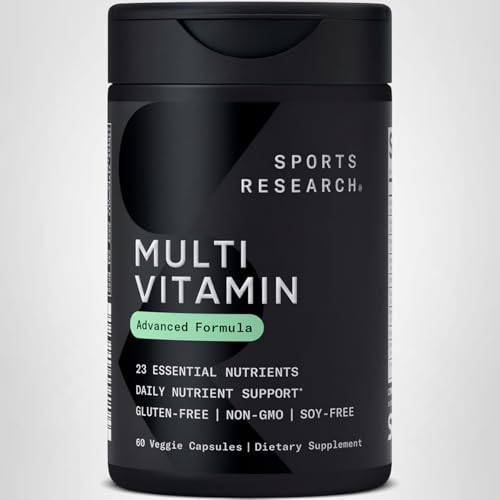 Sports Research® Multivitamin – Advanced Formula - 23 Essential Vitamins & Minerals with CoQ10 & Iodine - Daily Nutrient Support*- Non-GMO Tested & Gluten-Free -60 Veggie Capsules Sports Research buy supplements Au