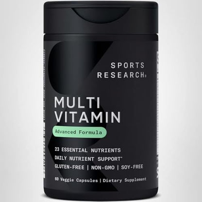 Sports Research® Multivitamin – Advanced Formula - 23 Essential Vitamins & Minerals with CoQ10 & Iodine - Daily Nutrient Support*- Non-GMO Tested & Gluten-Free -60 Veggie Capsules Sports Research buy supplements Au