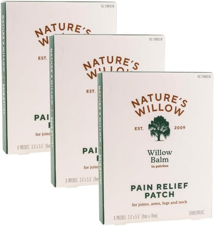 Nature's Willow Natural Pain Relief Patches for Muscles & Joints | Fast-Acting with White Willow Bark | Free from Artificial Fragrances & Dyes | 6 Patches per Pack (3-Pack) Nature's WillowBuy Supplements Australia
