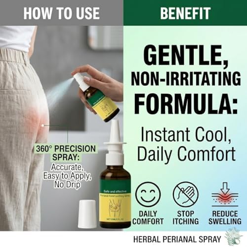 Herbal Hemorrhoid Relief Spray - Fast Acting Relief for Anal Swelling, Itching & Pain, Soothing Perianal Nursing Spray for Discomfort, Natural Plant-Based Formula, 30ML / 1 FL.OZ Aus HealthcareBuy Supplements Australia