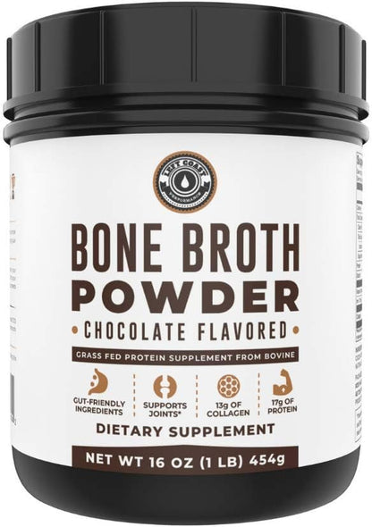 Left Coast Performance Chocolate Bone Broth and Multi Collagen Powder for Joint, Hair, Skin, and Nails Support