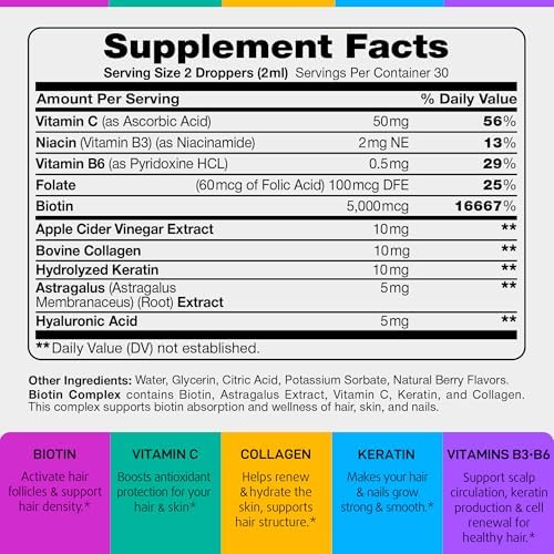 IQ BIOLOGY Liquid Biotin & Collagen Drops + Organic Vegan B12 Drops Bundle - Hair, Skin & Nails Support, Energy Metabolism & Nervous System Support - Berry Flavor - 2 fl oz Each