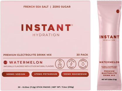 Instant Hydration Electrolytes Powder Packets - Watermelon Electrolyte Drink Mix - Zero Sugar - Keto, Vegan, Gluten-Free, Non-GMO - Boost Recovery, Brain Health, Muscle & Tissue Support- 30 Sticks