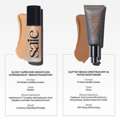Saie Slip Tint Tinted Moisturizer with SPF 35 - Light Coverage, Glowy Skin Tint & Mineral Sunscreen for Face with Hydrating Hyaluronic Acid - Summer Makeup Essential - Shade Three + Half (1.35 oz) SaieBuy Supplements Australia