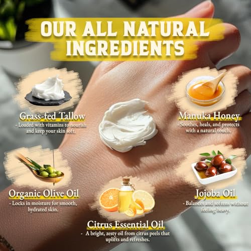 Beef Tallow for Cooking (14 oz) + Organic Beef Tallow for Skin - 4 OZ (Citrus)