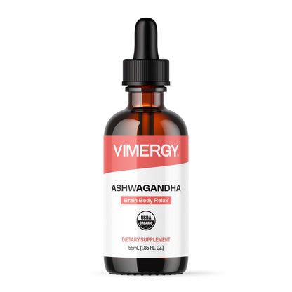 Vimergy USDA Organic Ashwagandha Liquid Extract – 57 2mL Servings (220mg Extract per Serving). Stress Adaptogen, Cognitive & Sleep Support. Alcohol-Free, Non-GMO (115 mL)