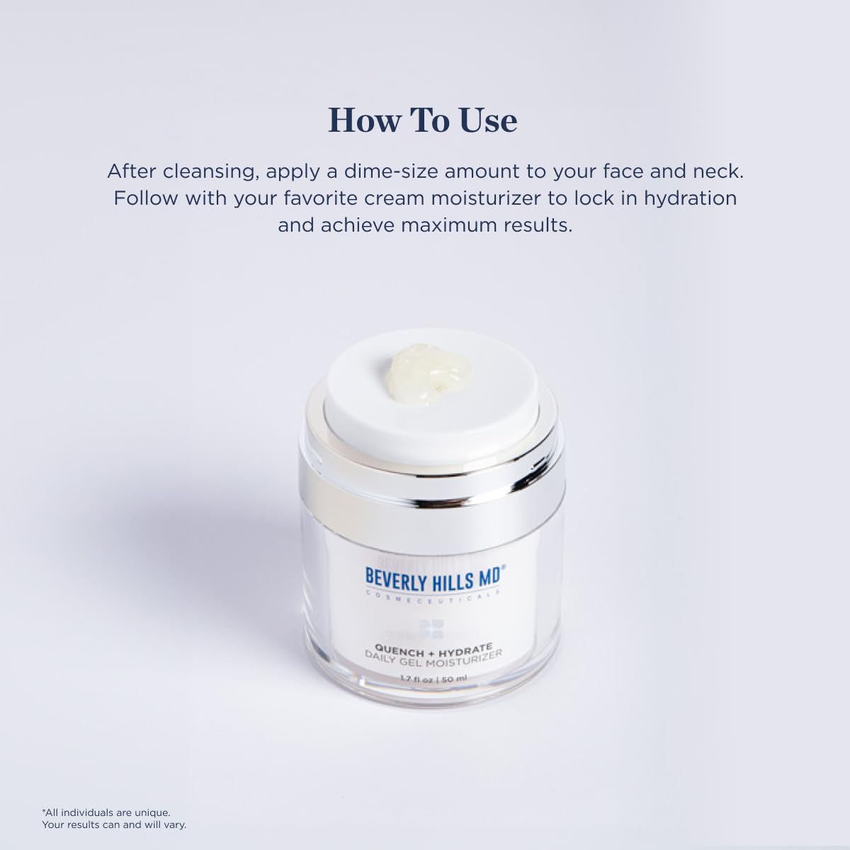 Beverly Hills MD Quench + Hydrate Daily Gel Moisturizer- Visibly Smooth, Plump, Hydrate Face & Neck for Wrinkles, Sagging- Skin Smoothing & Re-Energizing- Visibly Reduce Signs of Aging w/Niacinamide Beverly Hills MDBuy Supplements Australia