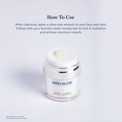 Beverly Hills MD Quench + Hydrate Daily Gel Moisturizer- Visibly Smooth, Plump, Hydrate Face & Neck for Wrinkles, Sagging- Skin Smoothing & Re-Energizing- Visibly Reduce Signs of Aging w/Niacinamide Beverly Hills MDBuy Supplements Australia
