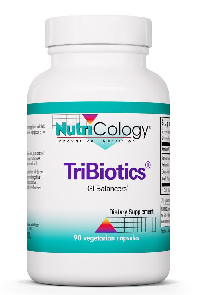 NutriCology TriBiotics dietary supplement bottle on a white background