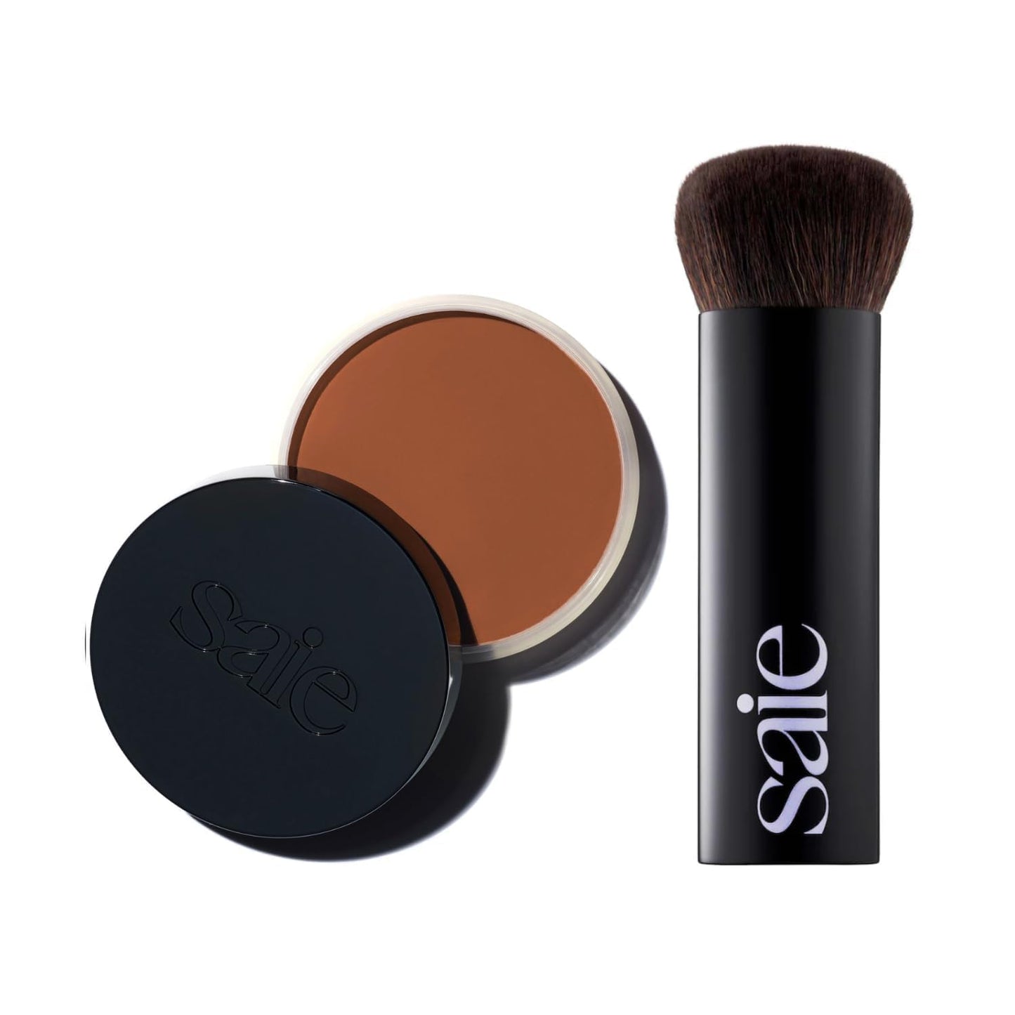 Saie Sun Melt Duo - The Big Brush - Soft, Multi-Use Liquid + Cream Makeup Brush With Synthetic Bristles Bundled With Sun Melt Bronzer in Tan Bronze - Buildable Cream Contour with Velvet Finish (1 oz) SaieBuy Supplements Australia