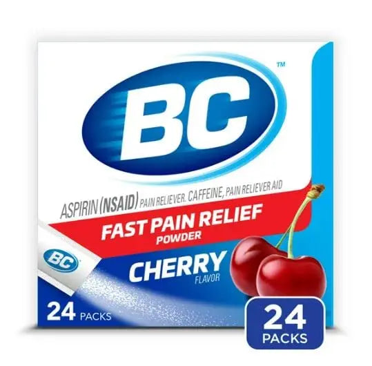 BC Powder Pain Reliever, Cherry Flavor Aspirin Dissolve Packs, 24 Count Powder Packets (6 Pack) BCBuy Supplements Australia
