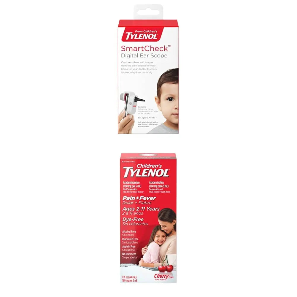 SmartCheck Digital Ear Scope from Children's Tylenol, Otoscope with Light, 1 Otoscope Clamp, 12 Specula Tips + Children's Tylenol Pain + Fever Medicine with Acetaminophen, 8 fl. oz TylenolBuy Supplements Australia