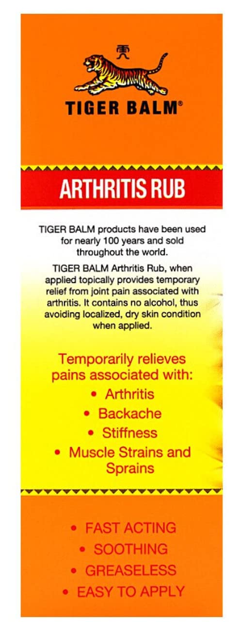 Tiger Balm Arthritis Rub, 4 oz. – Sore Muscle and Joint Relief Cream – for Use with Rheumatoid Arthritis and Carpal Tunnel – Effective Muscle Relief Rub - 2 Pack Tiger BalmBuy Supplements Australia