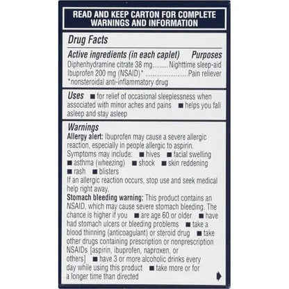 Advil PM Pain Reliever and Nighttime Sleep Aid, Pain Medicine with Ibuprofen for Pain Relief and Diphenhydramine Citrate for a Sleep Aid - 40 Coated Caplets AdvilBuy Supplements Australia