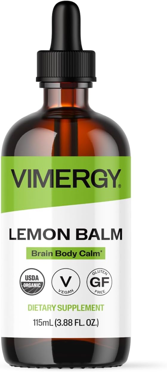 Vimergy USDA Organic Lemon Balm Tincture Herbal Supplement – Can be Used in Tea - Non-GMO, Alcohol-Free –115 mL (1 mL/Serving)