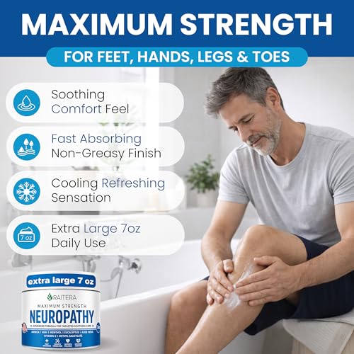 Raitera Neuropathy Cream – Extra Strength for Feet, Hands, Legs, Toes – Advanced Cooling Non-Greasy Fast Absorbing Formula - Natural Ingredients Frankincense, Arnica, Aloe Vera, Turmeric, MSM RaiteraBuy Supplements Australia