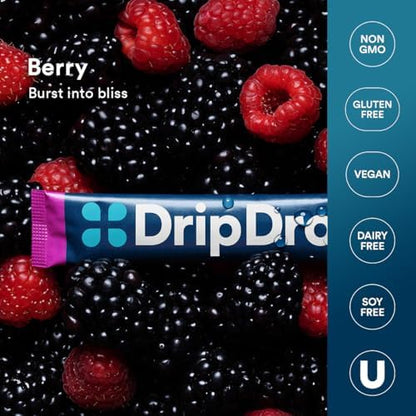 DripDrop Hydration Berry & Lemon Bundle, Electrolyte Packets, 64 Count | Lemon, Berry; 3X Electrolytes; Potassium, Magnesium, Zinc, Vitamin C; Single Serve; Portable; Daily Use, Workouts, Travel
