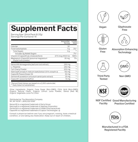 The Absorption Company Relax Bundle - Sleep & Calm Stress Supplements 7PK | Calm Drink Mix Packets, Stress Relief Liposomal Saffron Mix, Patch & Gummy Alternatives, No Melatonin, Cortisol Regulation