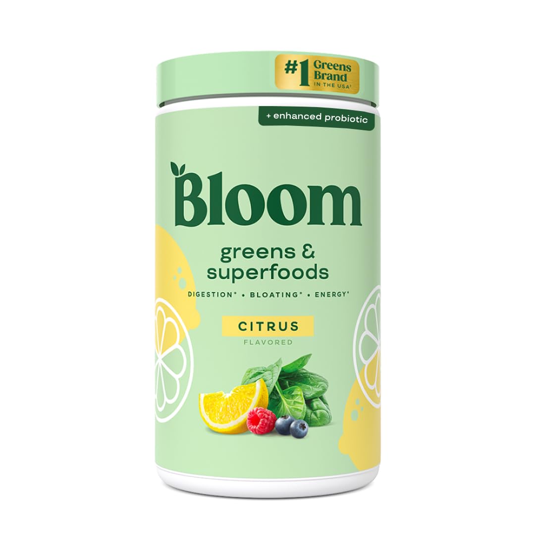 Bloom Nutrition Superfood Greens Powder, Berry, 30 Servings | Digestive Enzymes with Probiotics and Prebiotics, Gut Health, Bloating Relief for Women, Chlorella, Green Juice Mix