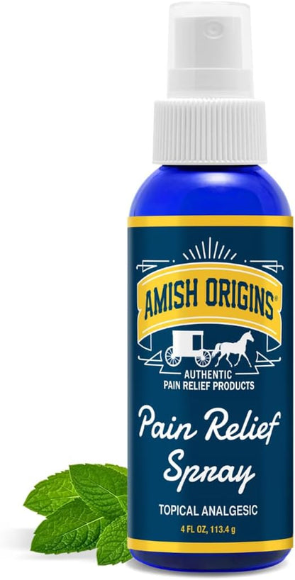 Amish Origins Deep Penetrating Pain Relief Liquid Spray - Fast-Acting, Natural Relief for Muscle Aches, Joint Pain, and Stiffness - 4 oz Spray Bottle